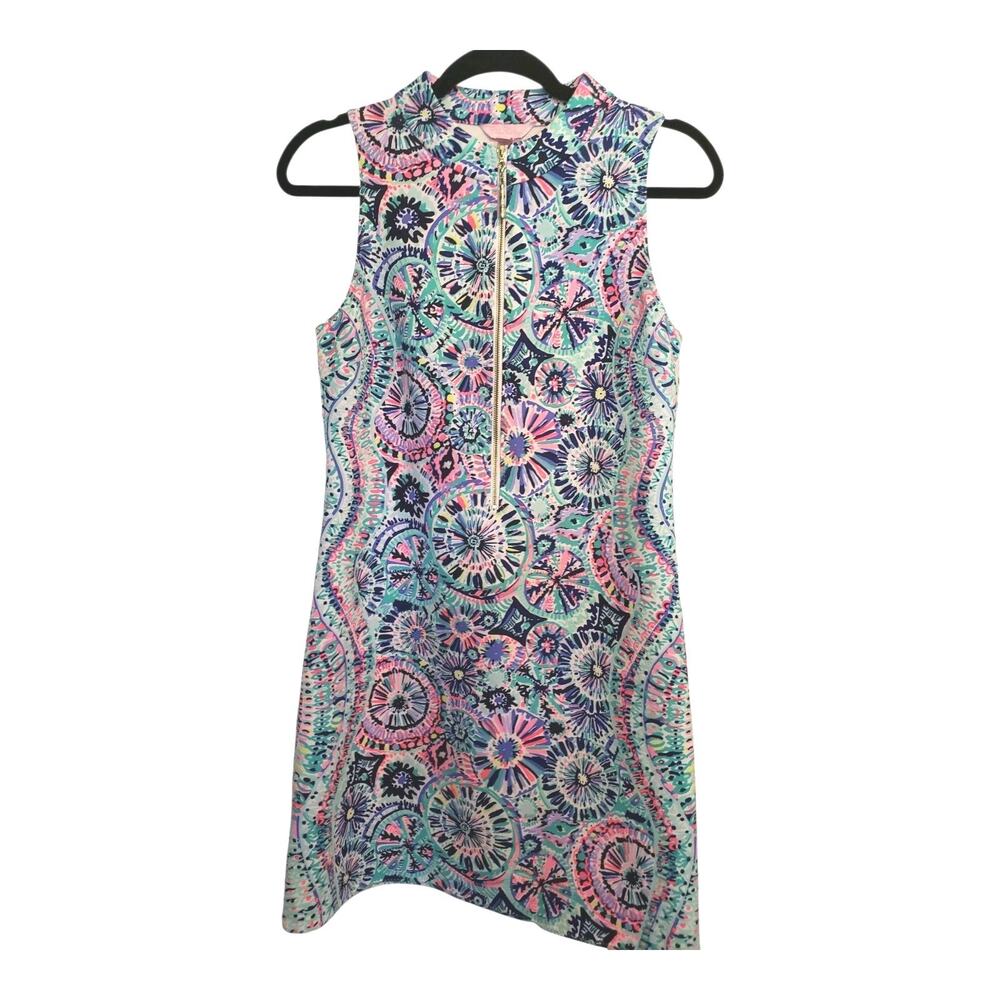Lilly Pulitzer Opal Engineered Shift Multicolored Dress Size Small Scuba Knit